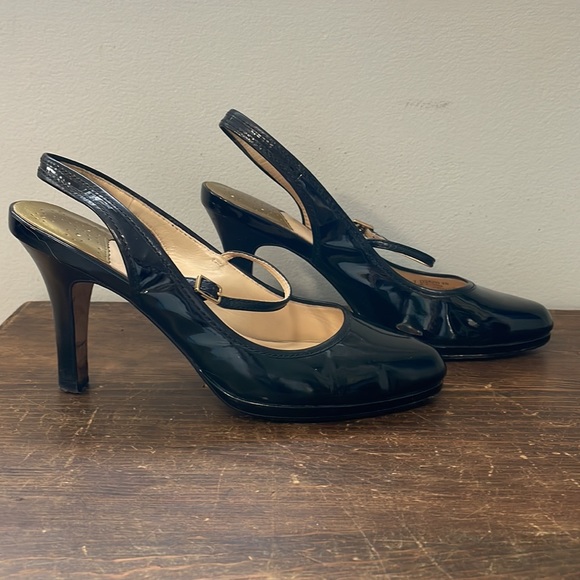 Cole Haan black patent leather Mary Jane sling backs in size 8B - Picture 2 of 5